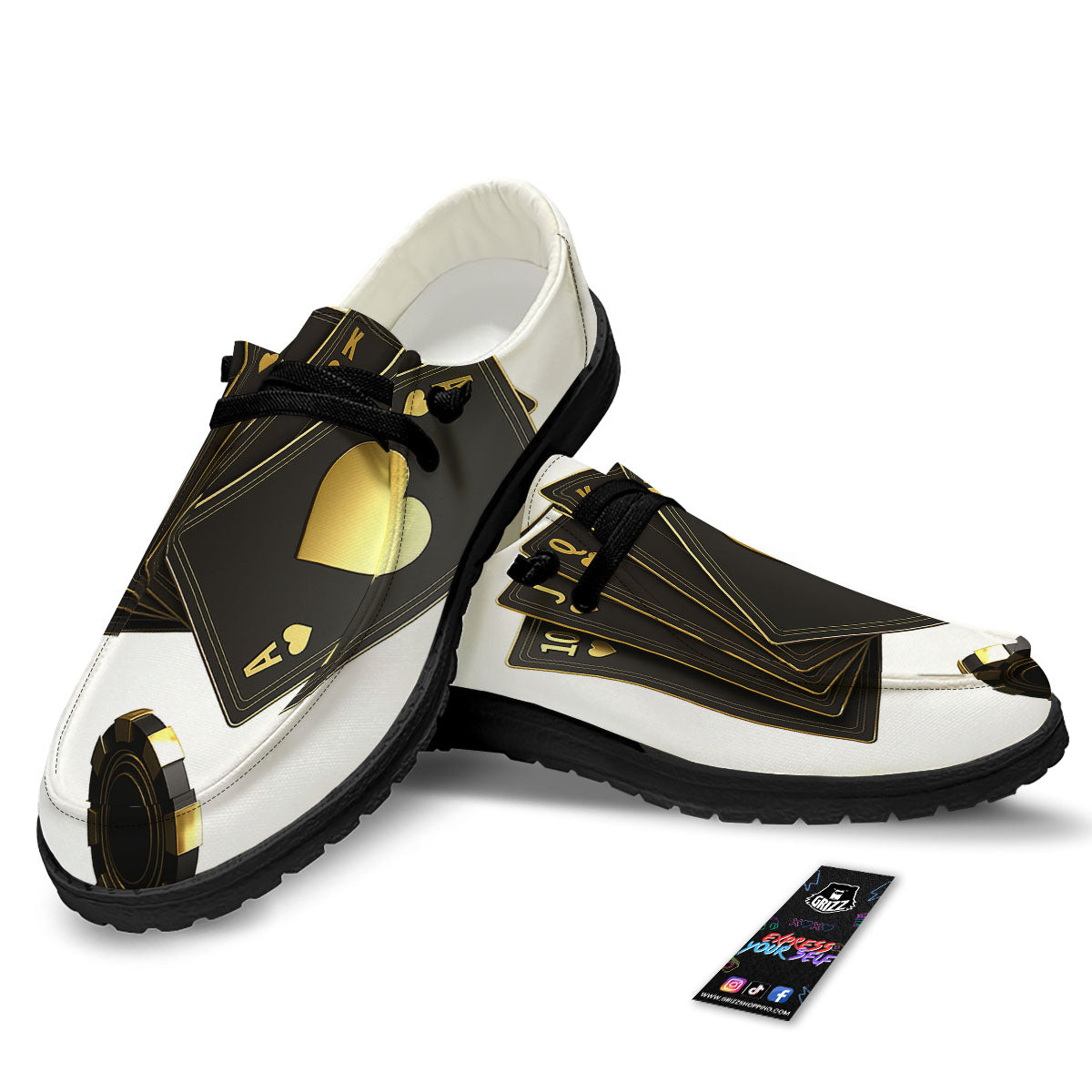 Poker Cards Print Black Loafers-grizzshop