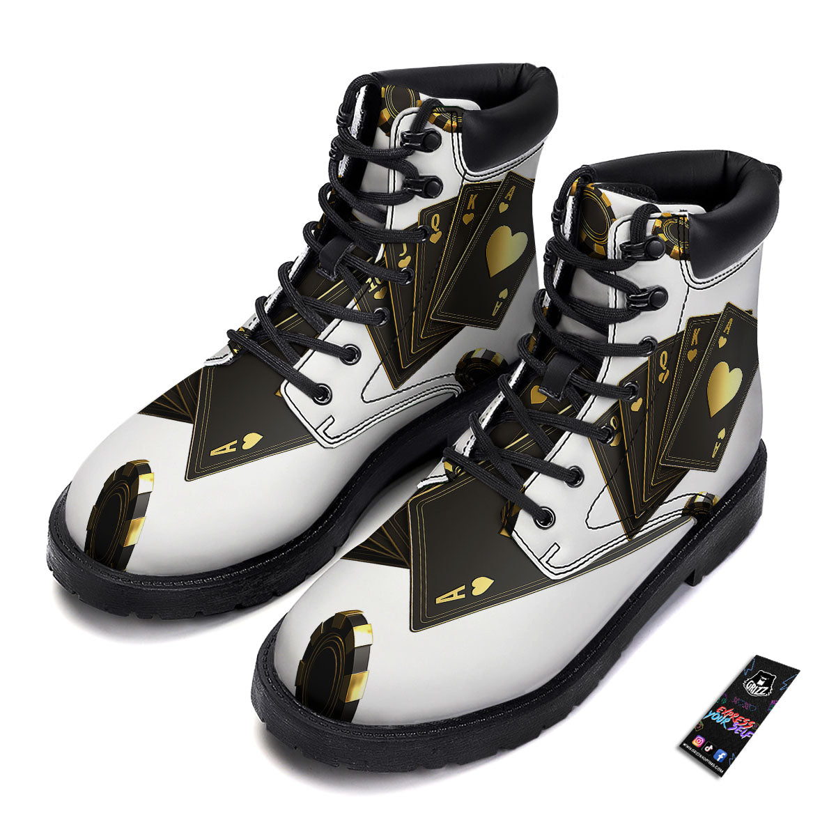 Poker Cards Print Boots-grizzshop
