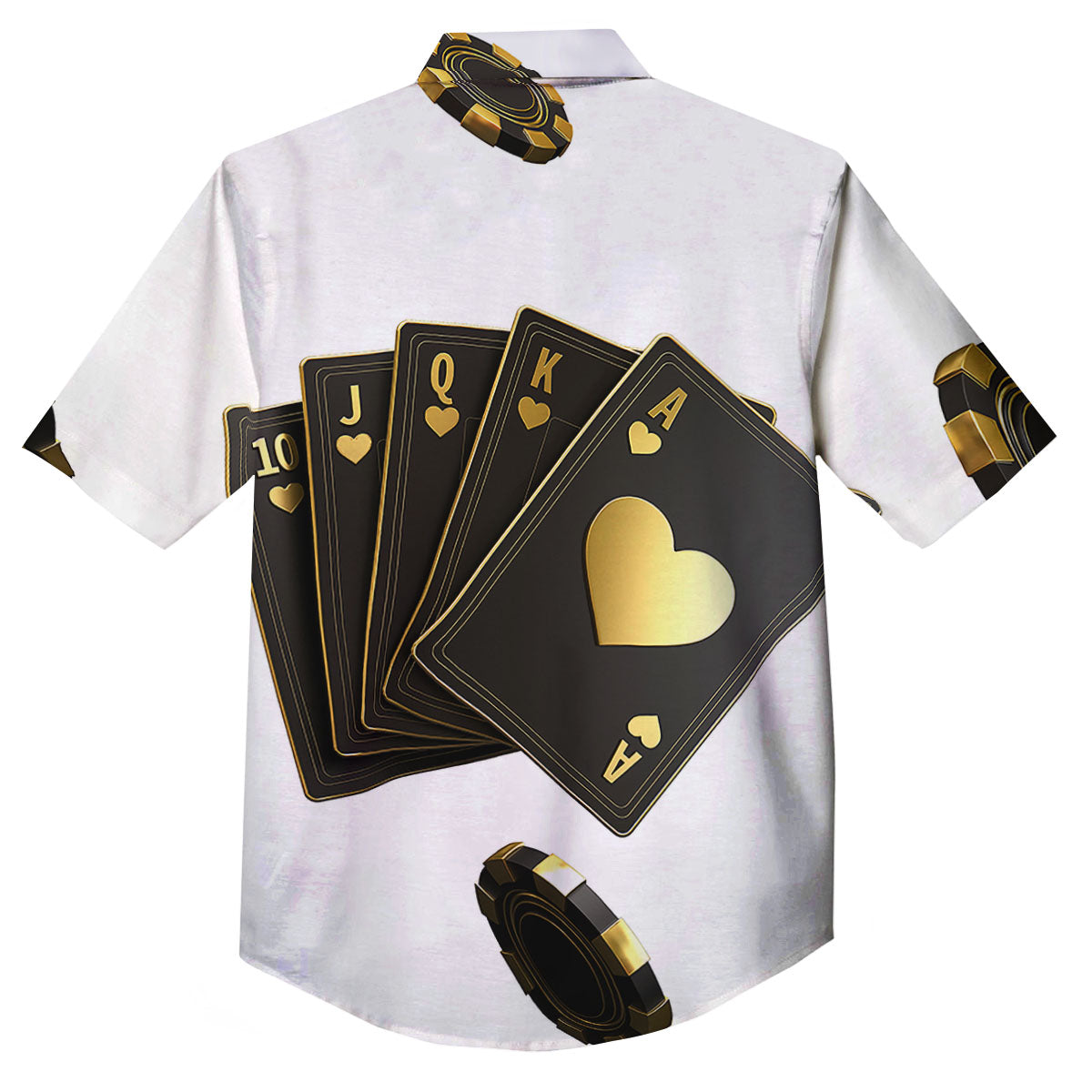 Poker Cards Print Button Up Shirt-grizzshop