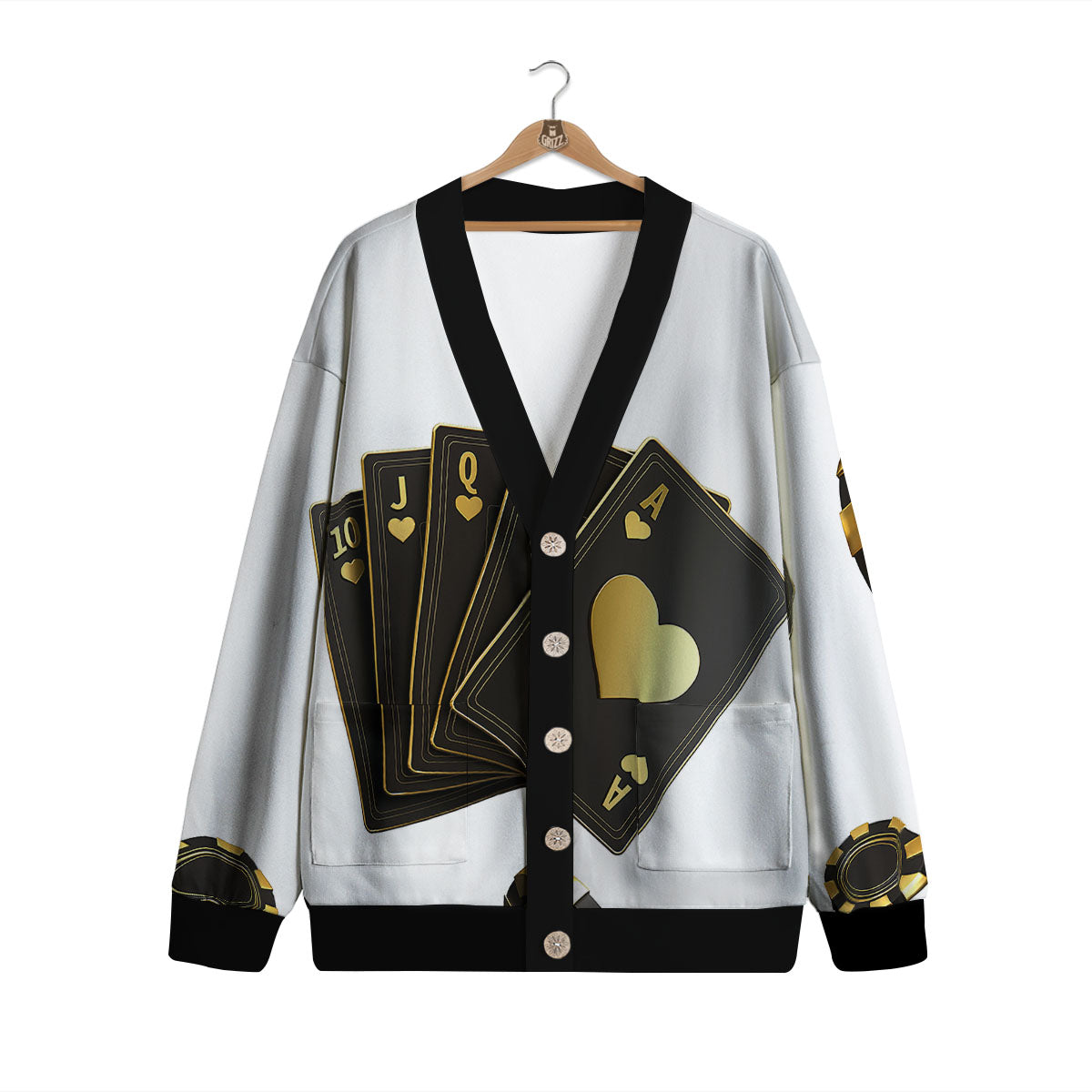 Poker Cards Print Cardigan-grizzshop