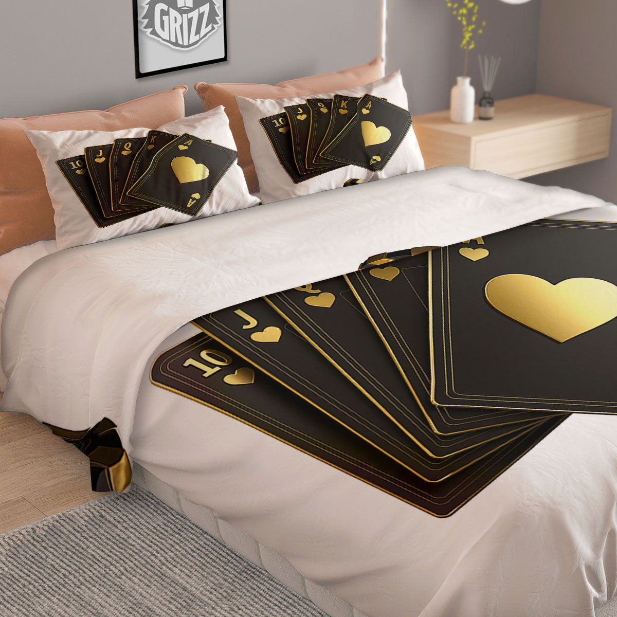 Poker Cards Print Duvet Cover Bedding Set
