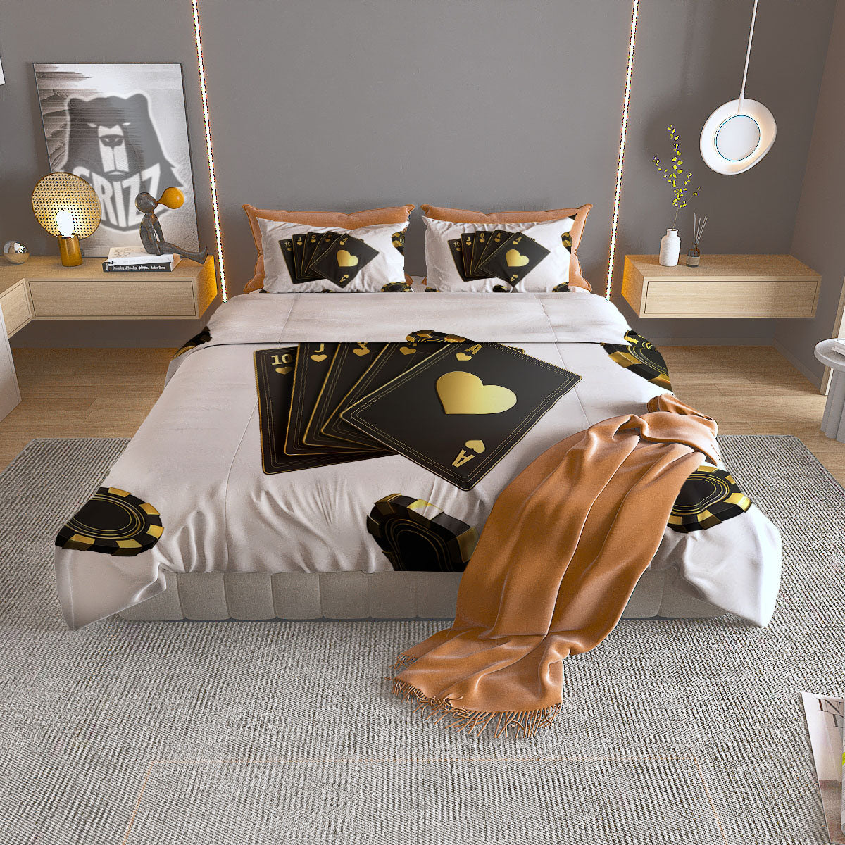 Poker Cards Print Duvet Cover Bedding Set