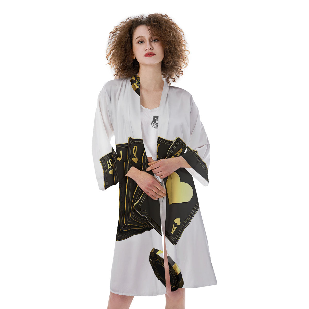 Poker Cards Print Kimono-grizzshop