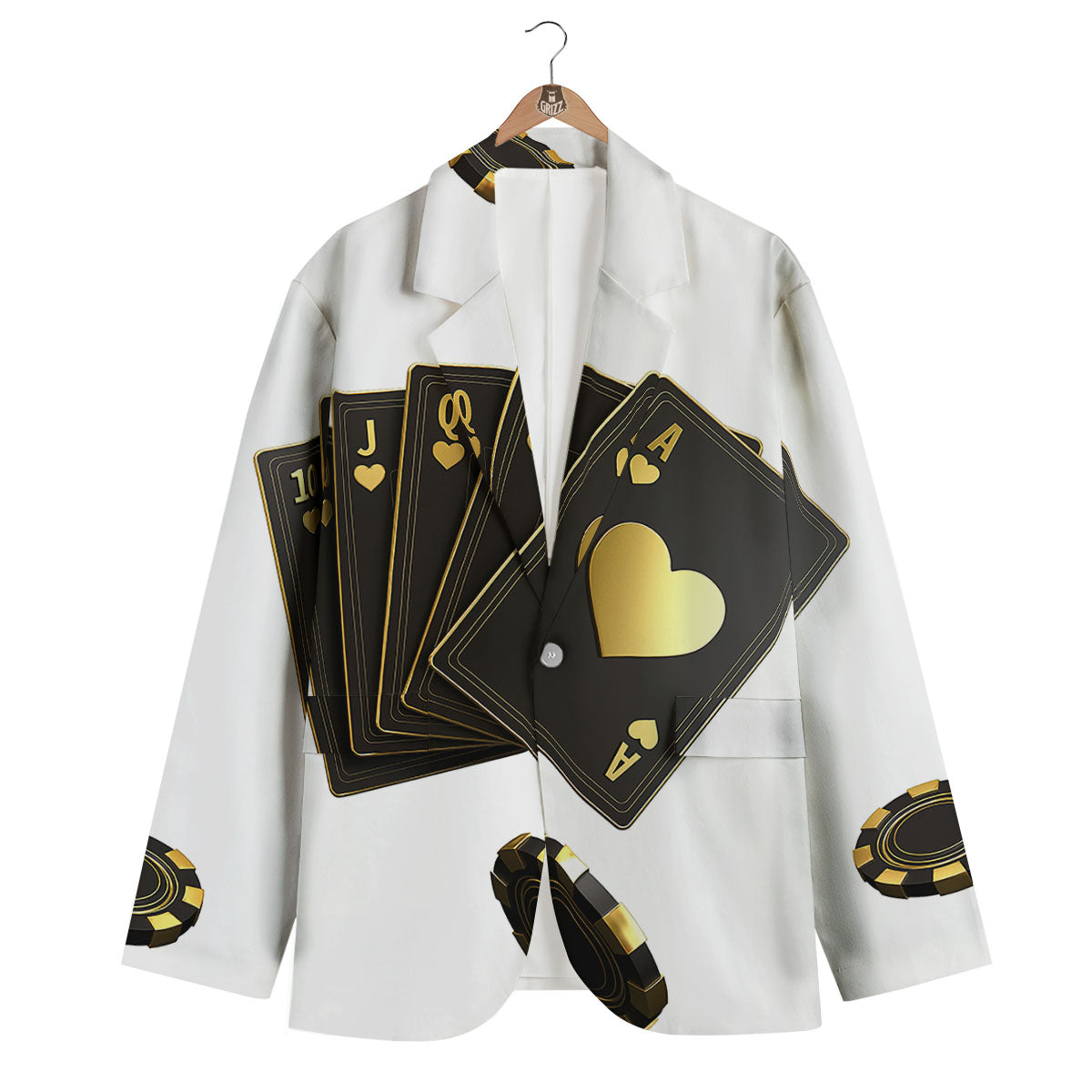 Poker Cards Print Men's Blazer-grizzshop