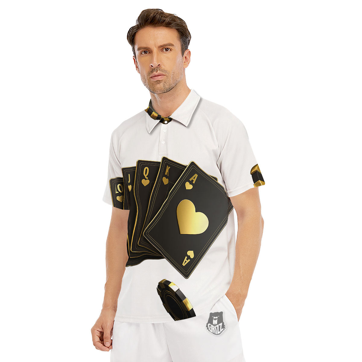 Poker Cards Print Men's Golf Shirts-grizzshop