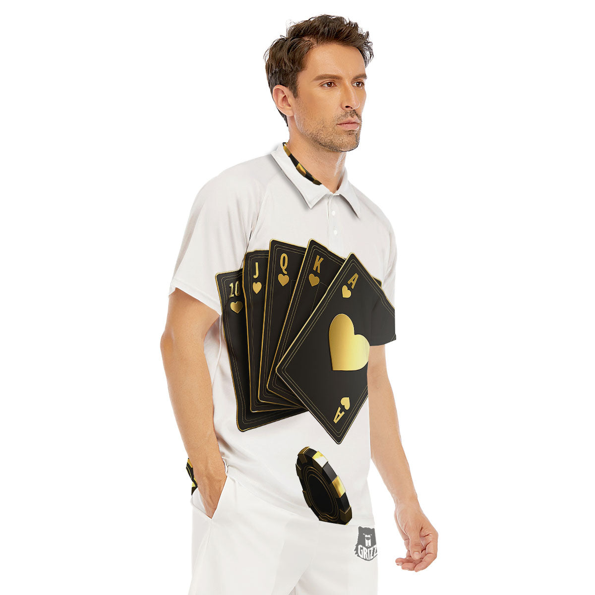 Poker Cards Print Men's Golf Shirts-grizzshop