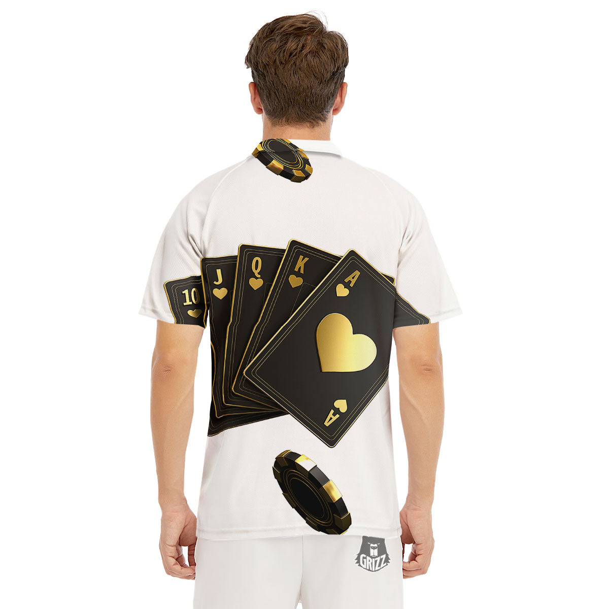 Poker Cards Print Men's Golf Shirts-grizzshop