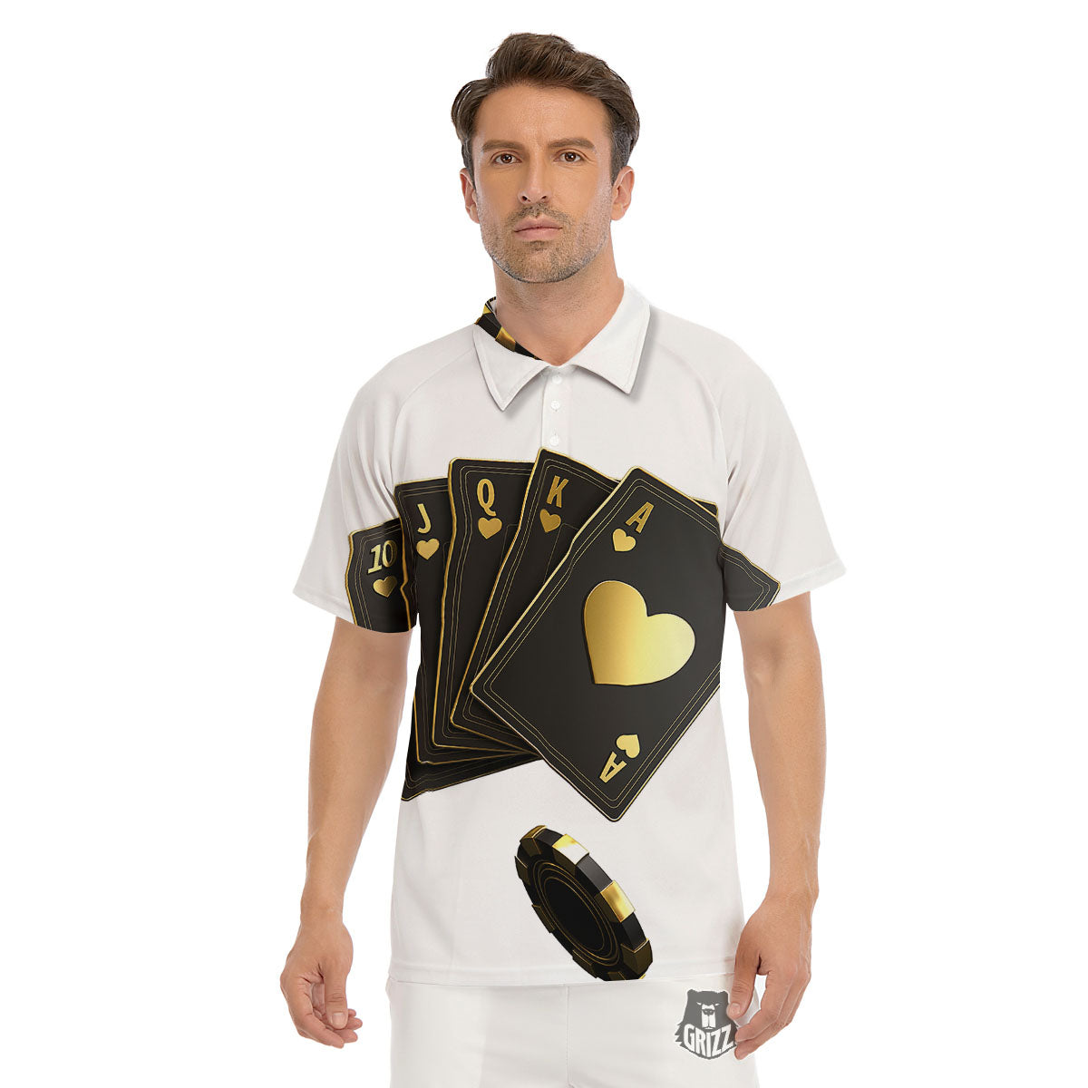 Poker Cards Print Men's Golf Shirts-grizzshop