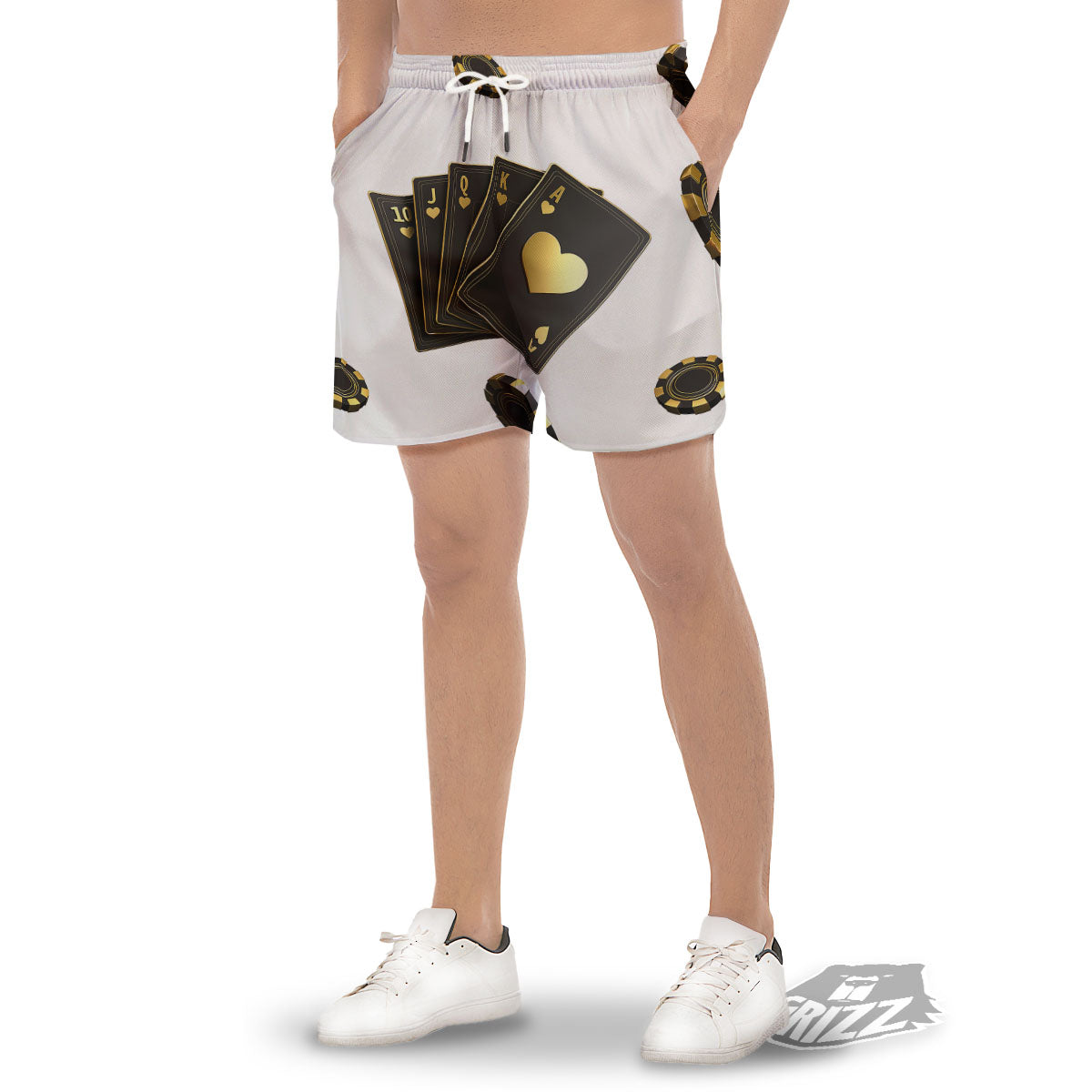 Poker Cards Print Men's Gym Shorts-grizzshop