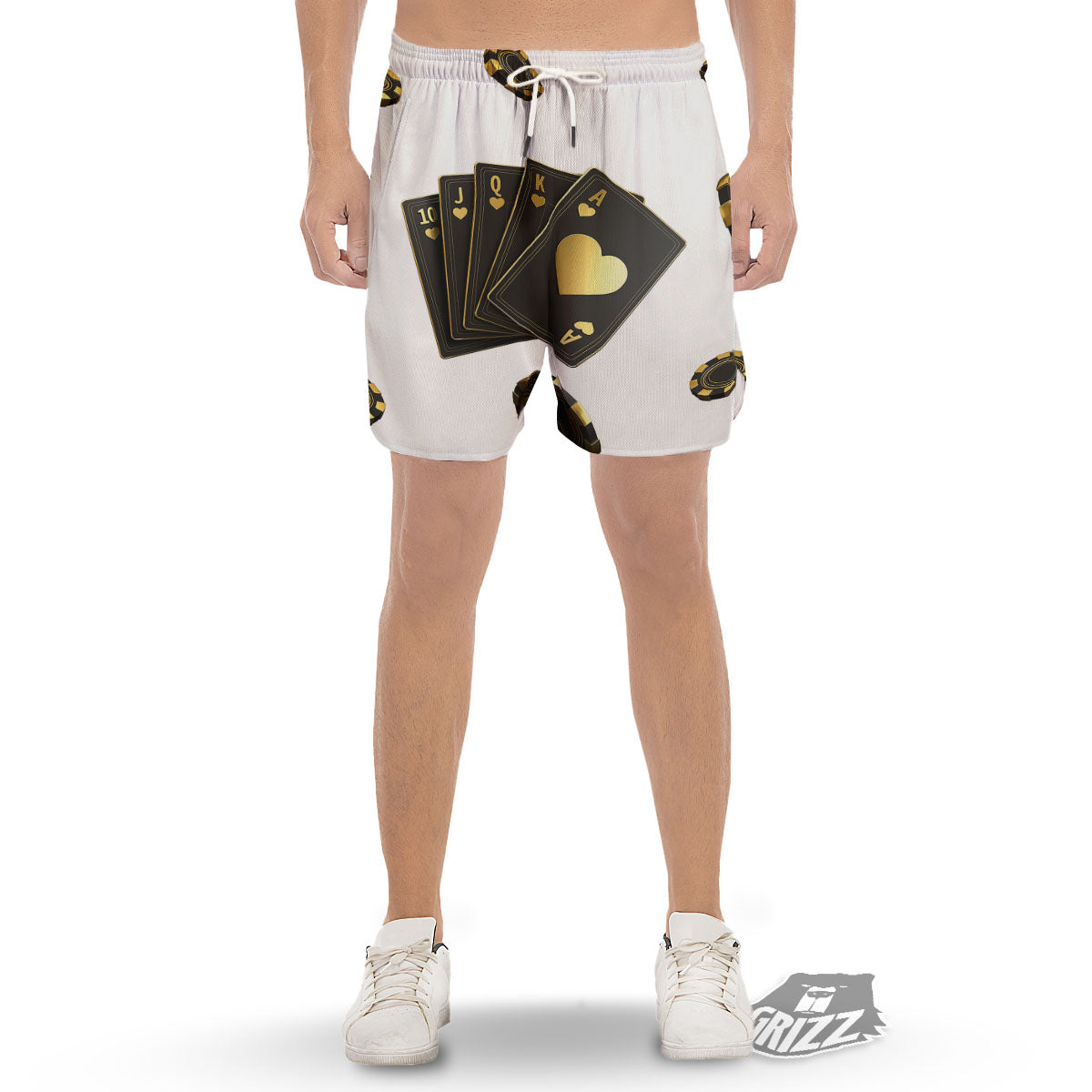 Poker Cards Print Men's Gym Shorts-grizzshop