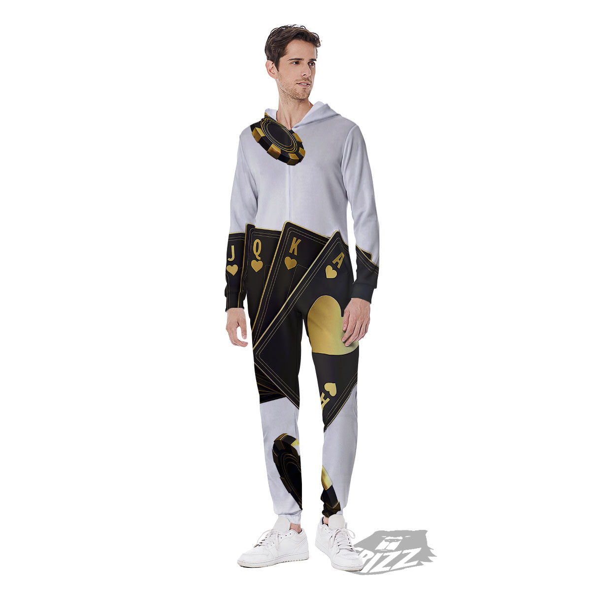 Poker Cards Print Men's Jumpsuit-grizzshop