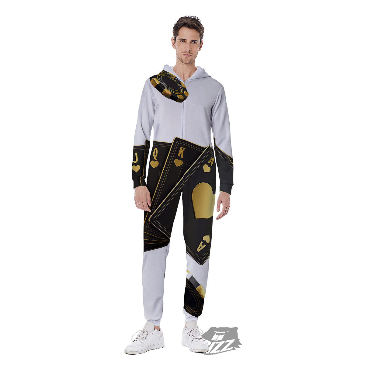 Poker Cards Print Men's Jumpsuit-grizzshop
