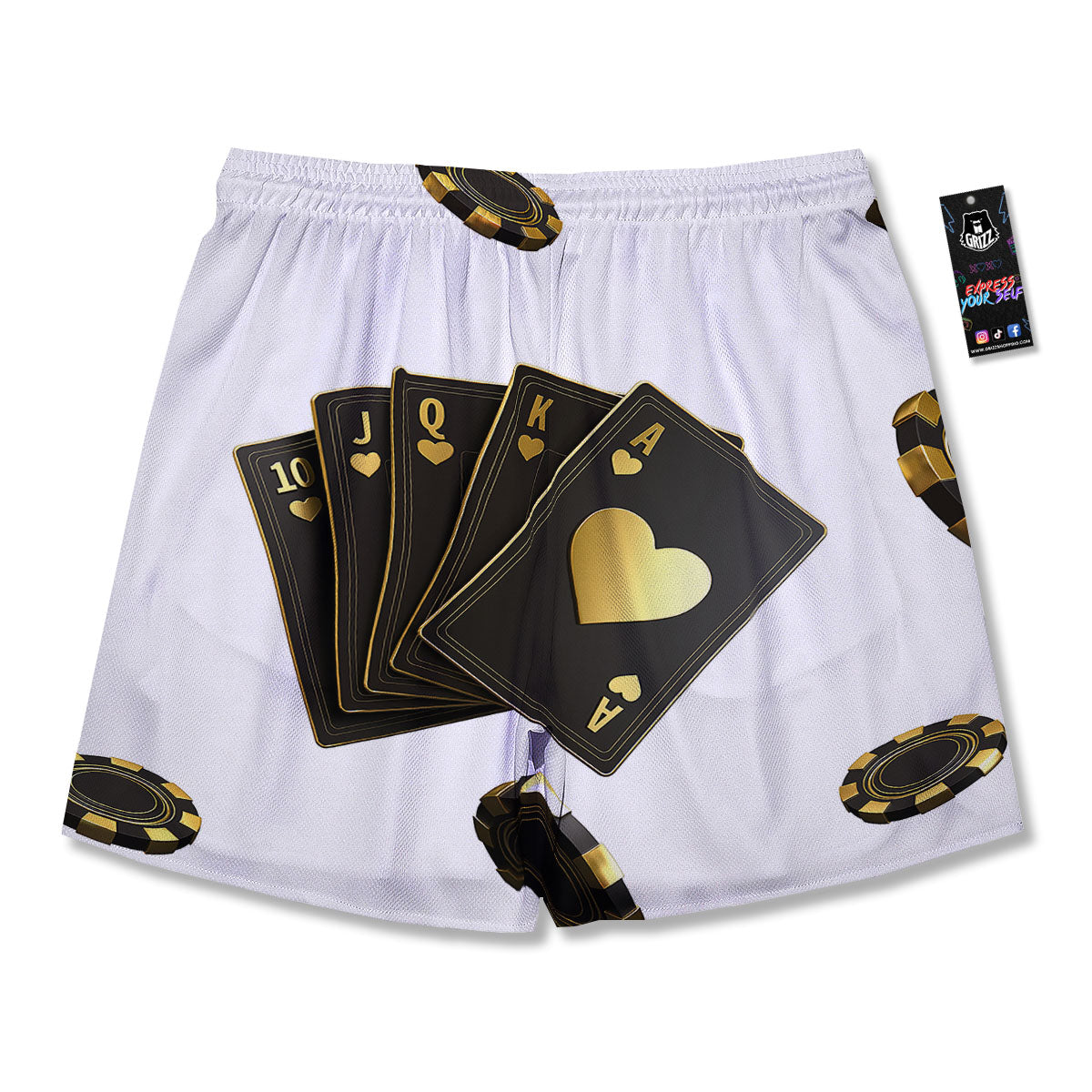 Poker Cards Print Men's Running Shorts-grizzshop