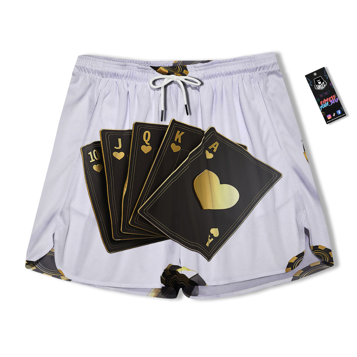 Poker Cards Print Men's Running Shorts-grizzshop