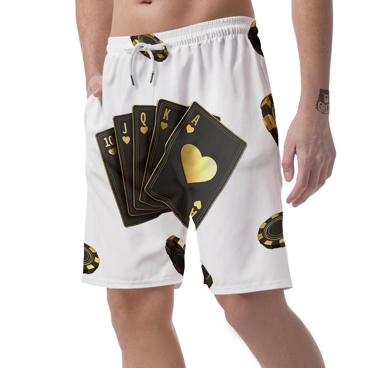 Poker Cards Print Men's Shorts-grizzshop