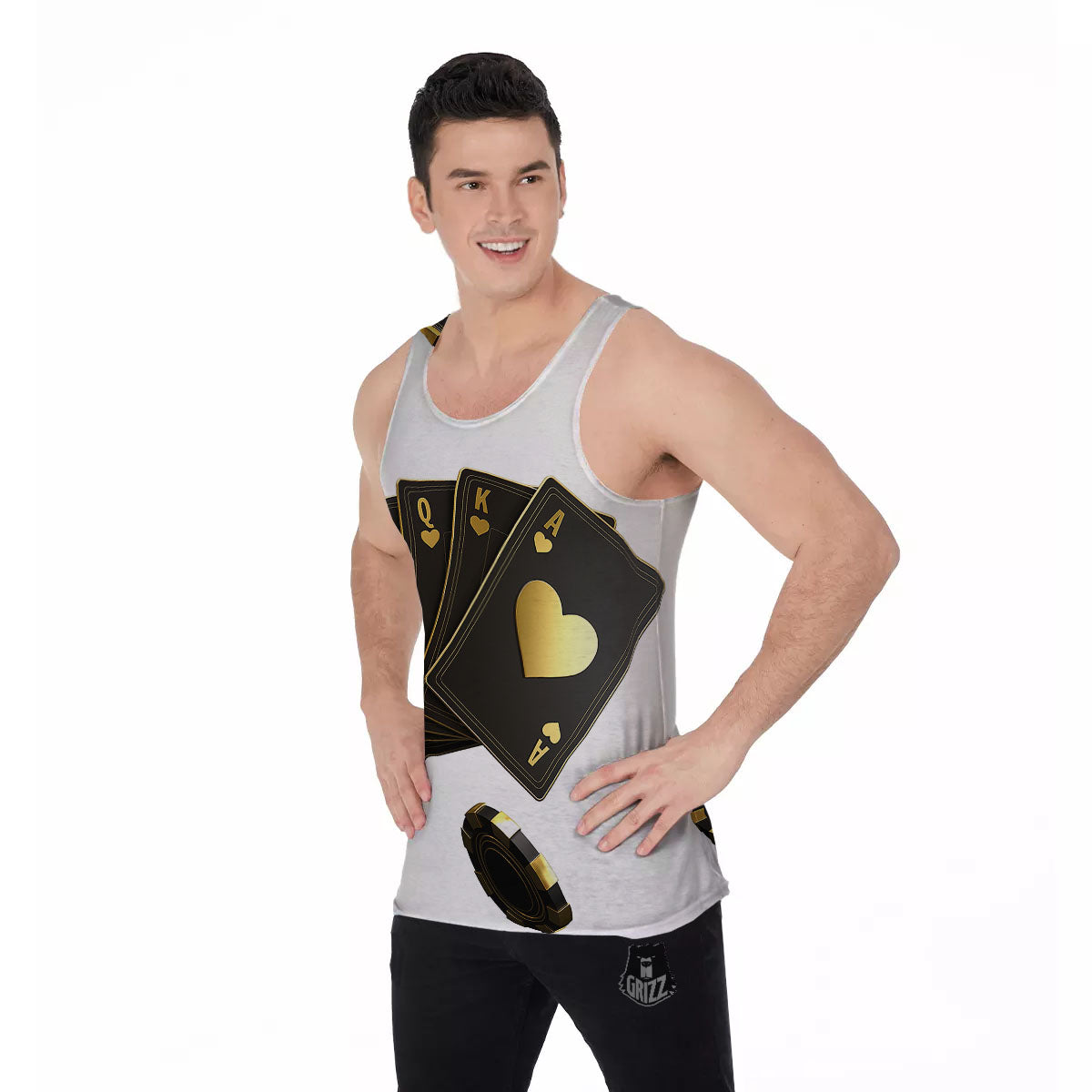 Poker Cards Print Men's Tank Top-grizzshop