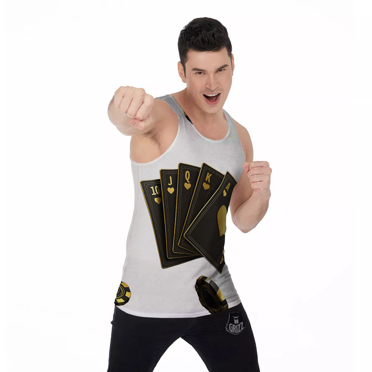 Poker Cards Print Men's Tank Top-grizzshop