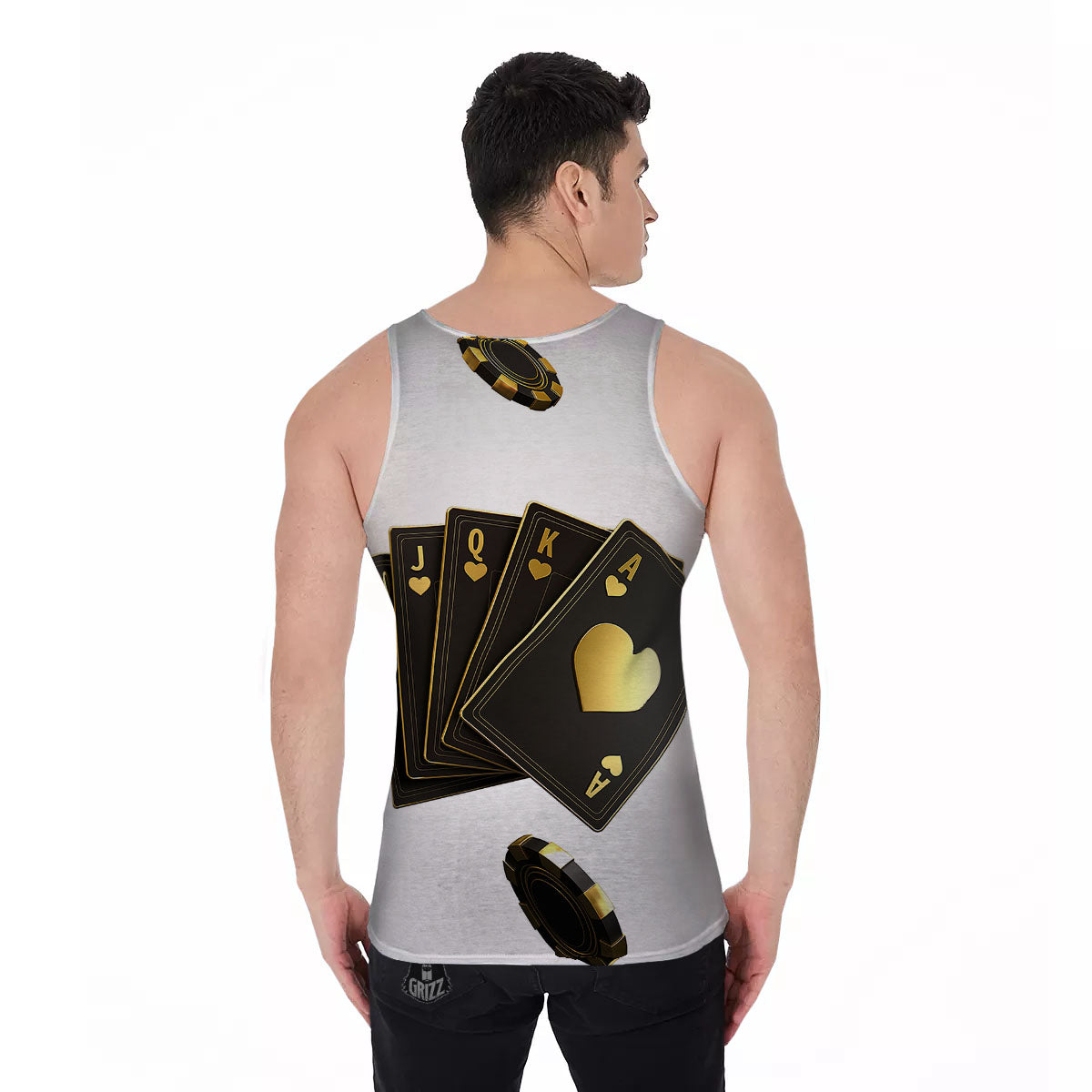 Poker Cards Print Men's Tank Top-grizzshop