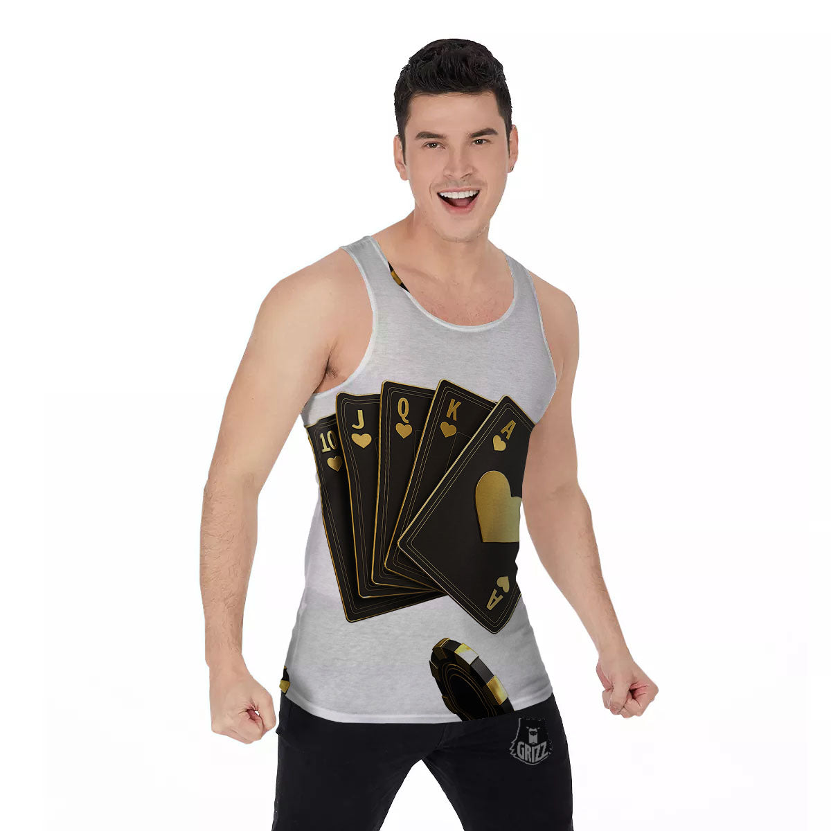 Poker Cards Print Men's Tank Top-grizzshop