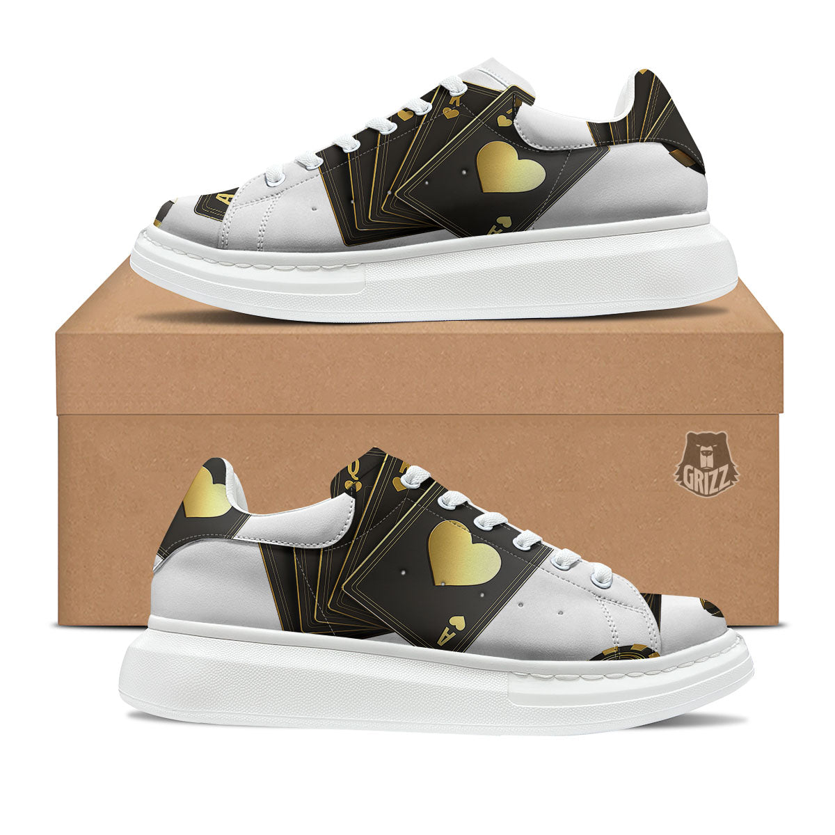 Poker Cards Print Platform Shoes-grizzshop