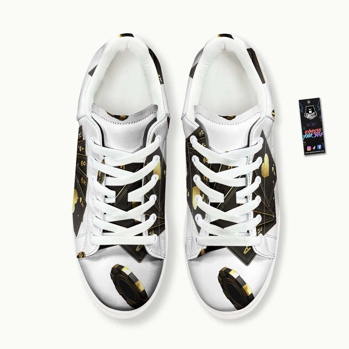 Poker Cards Print Platform Shoes-grizzshop