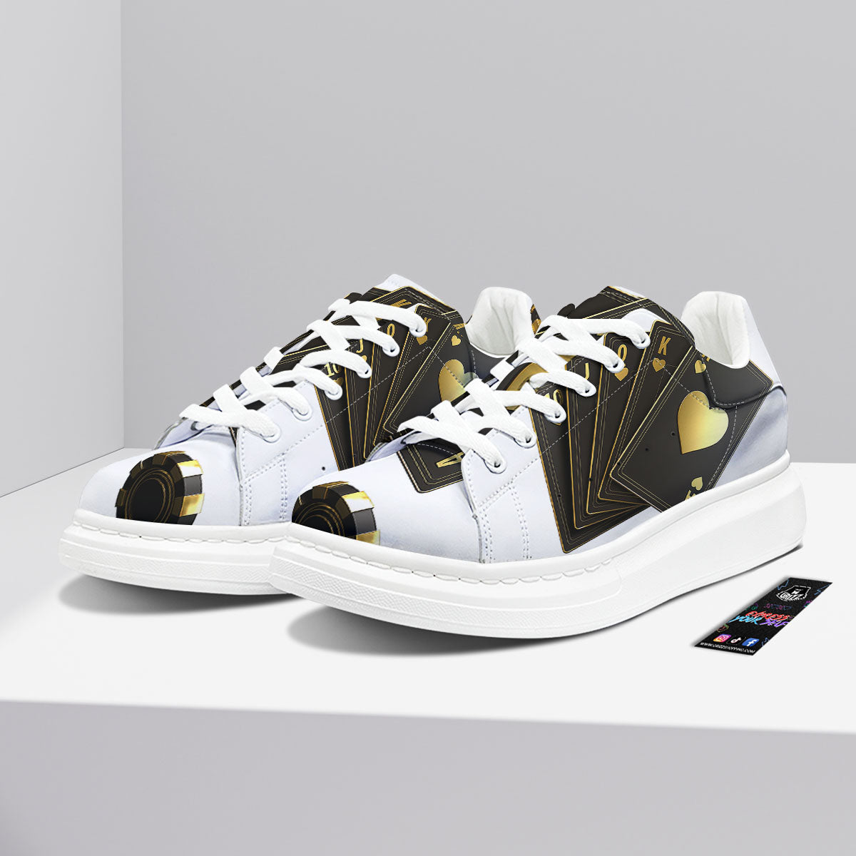 Poker Cards Print Platform Shoes-grizzshop