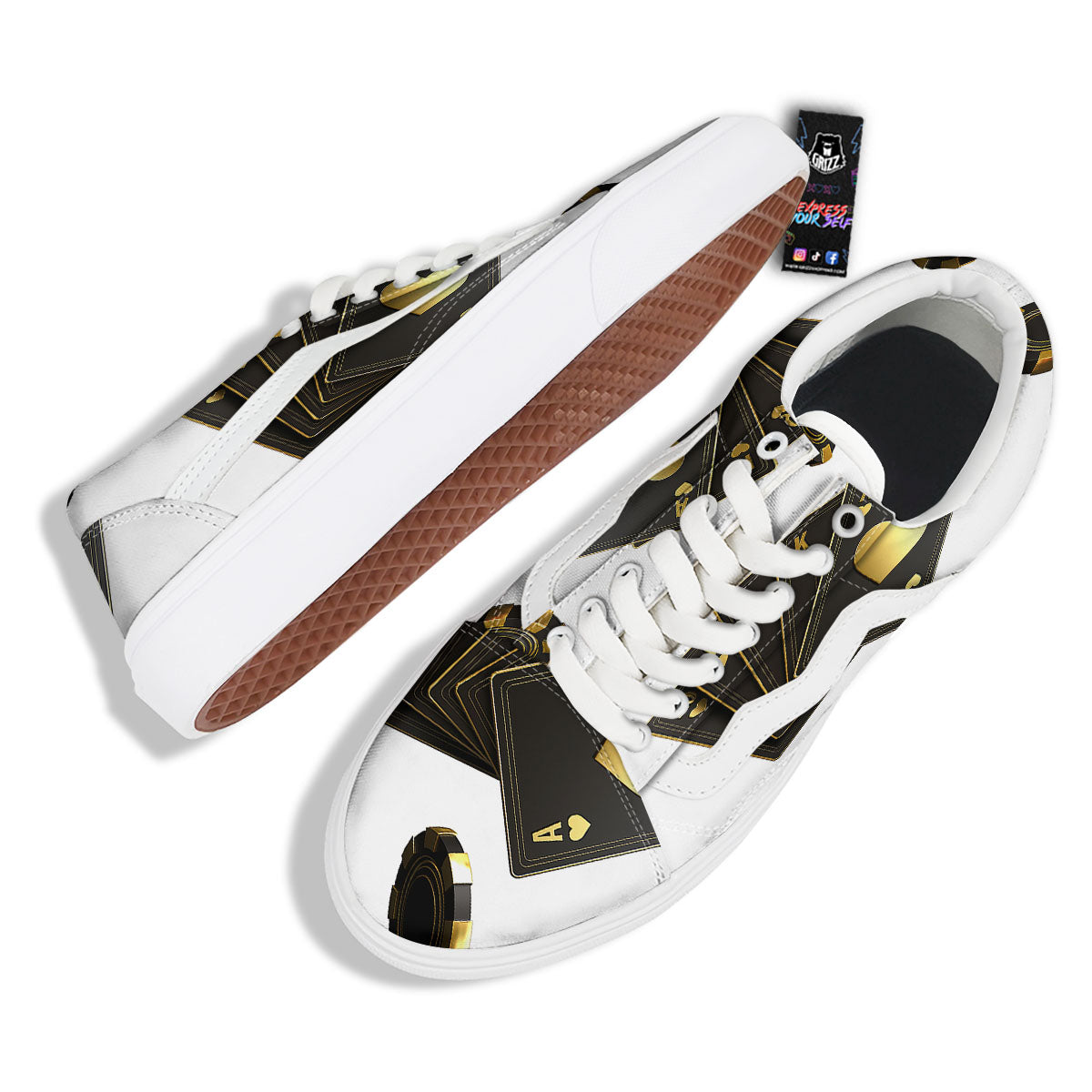 Poker Cards Print Skate Shoes-grizzshop