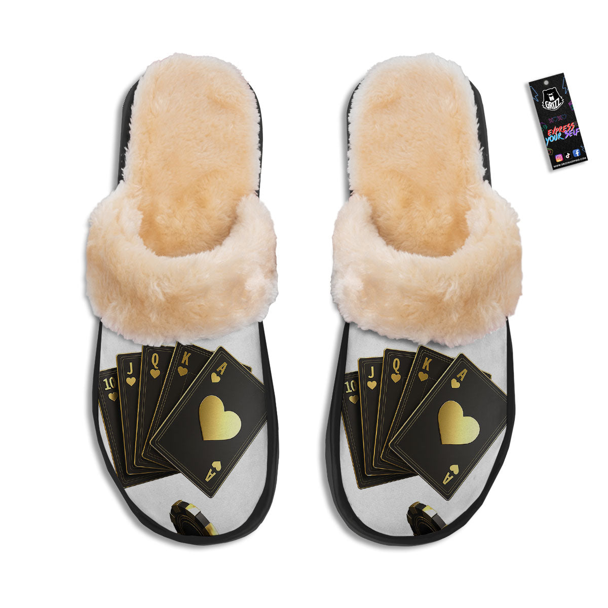 Poker Cards Print Slippers-grizzshop