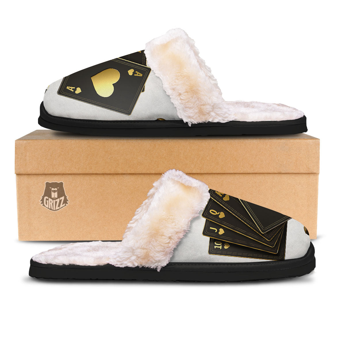 Poker Cards Print Slippers-grizzshop