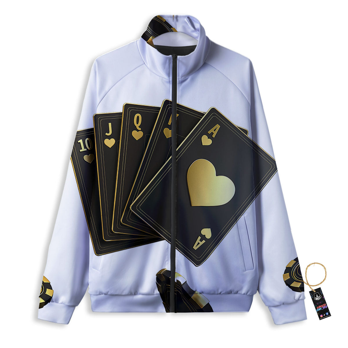 Poker Cards Print Track Jacket-grizzshop