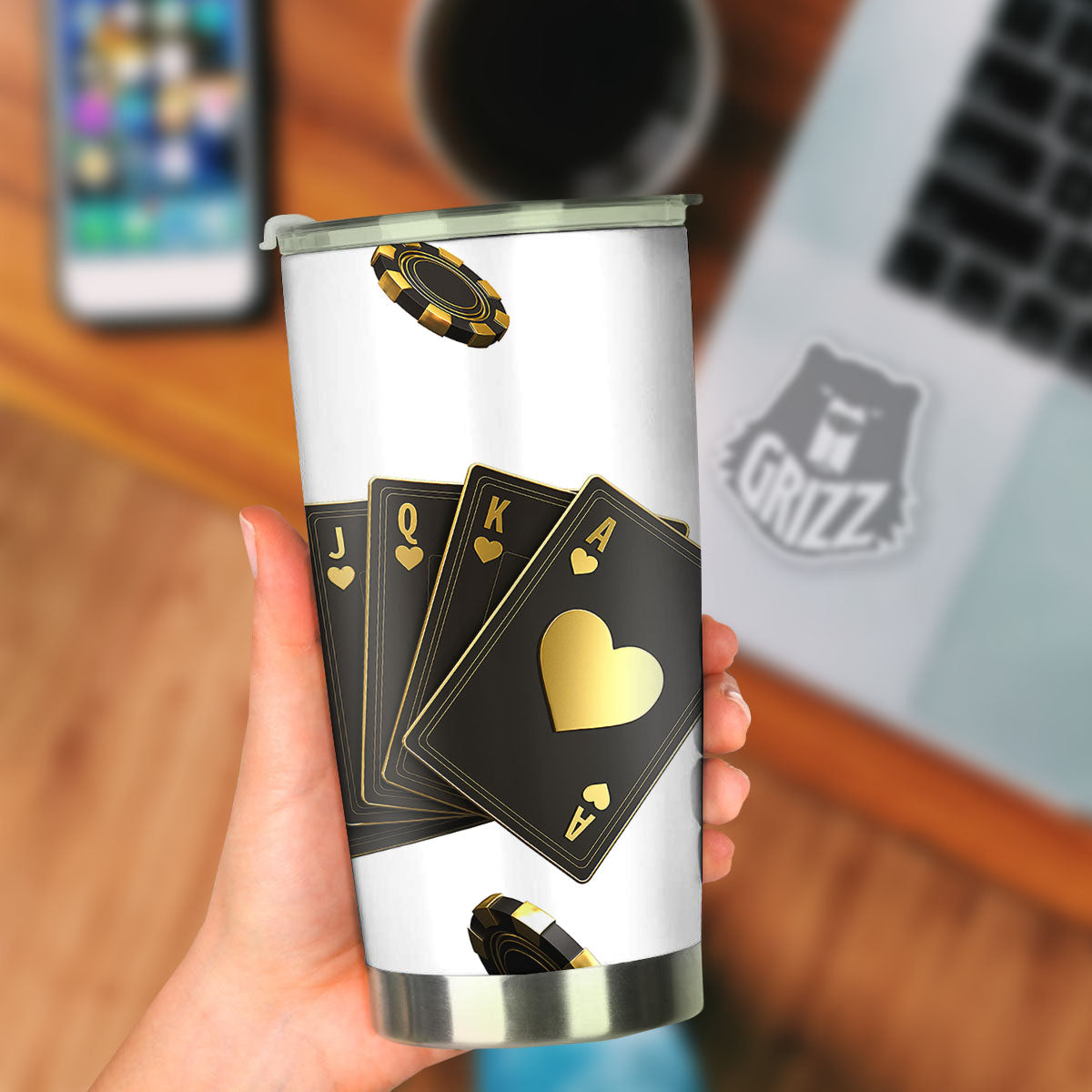 Poker Cards Print Tumbler-grizzshop