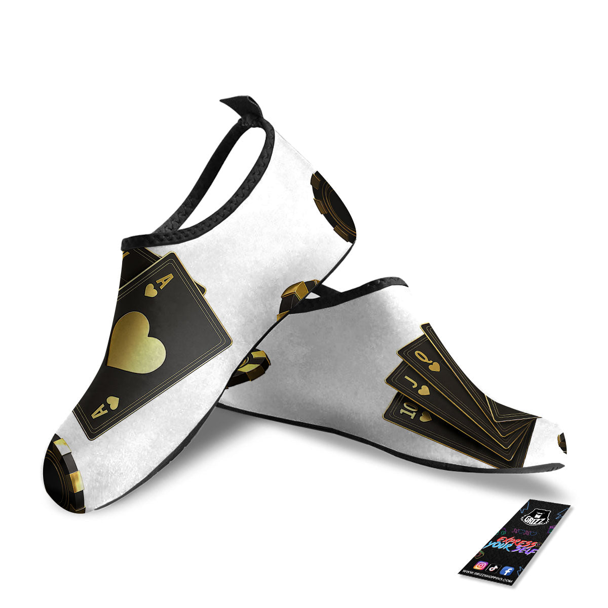 Poker Cards Print Water Shoes-grizzshop