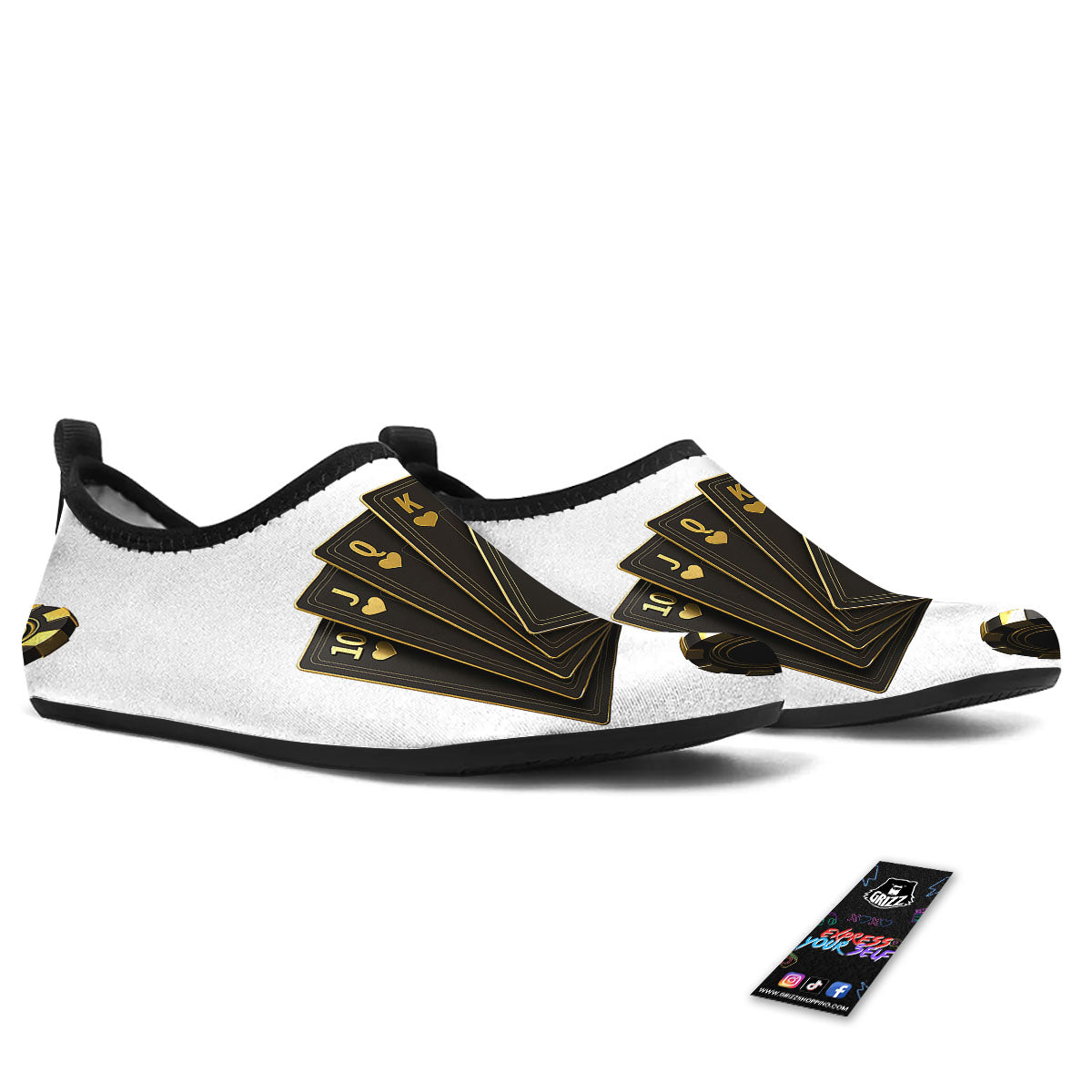 Poker Cards Print Water Shoes-grizzshop