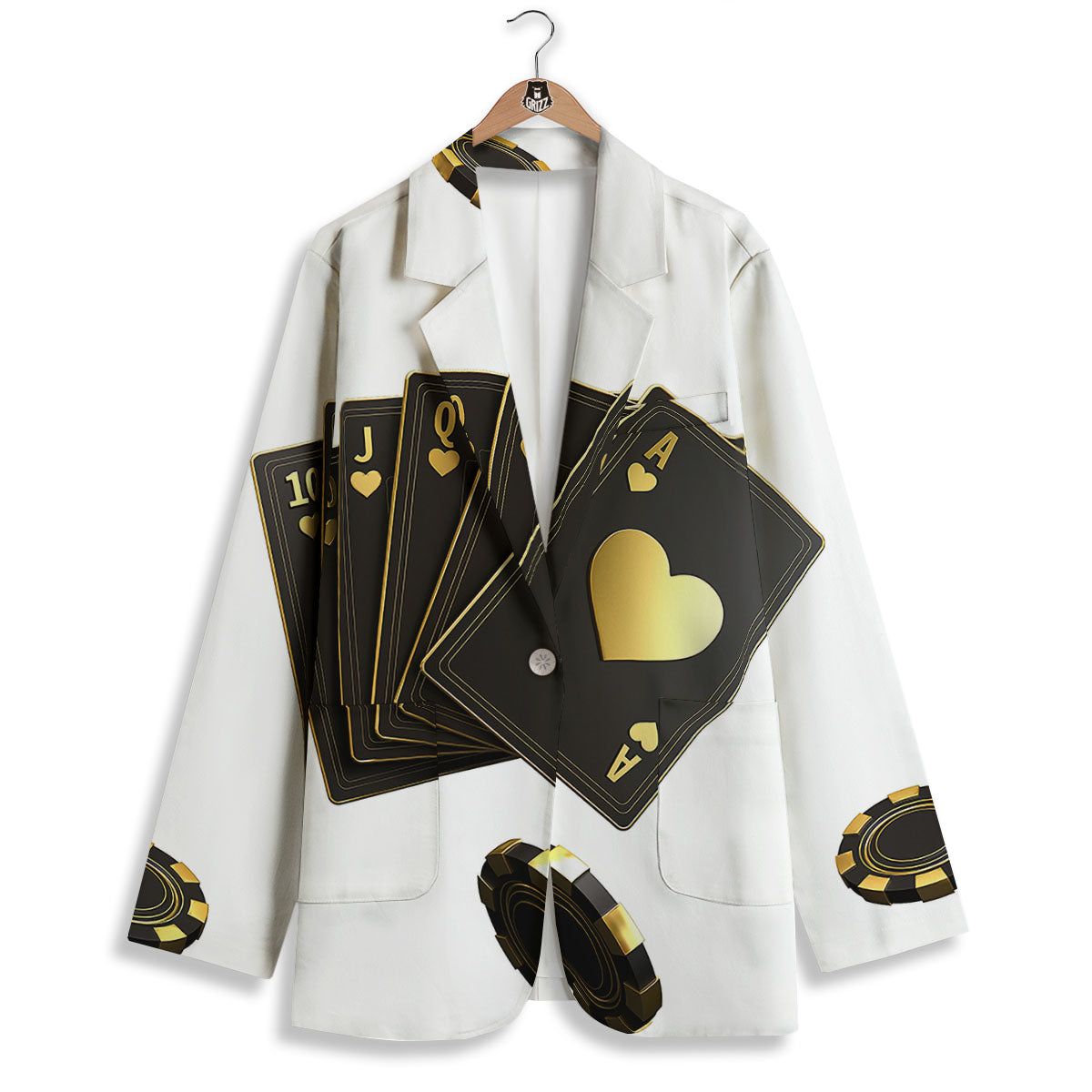 Poker Cards Print Women's Blazer-grizzshop
