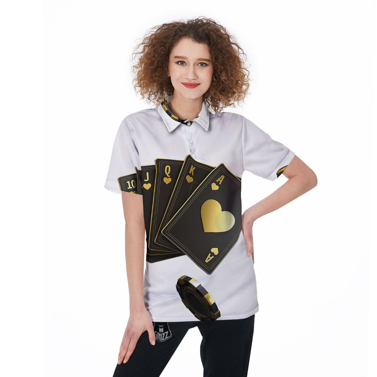 Poker Cards Print Women's Golf Shirts-grizzshop
