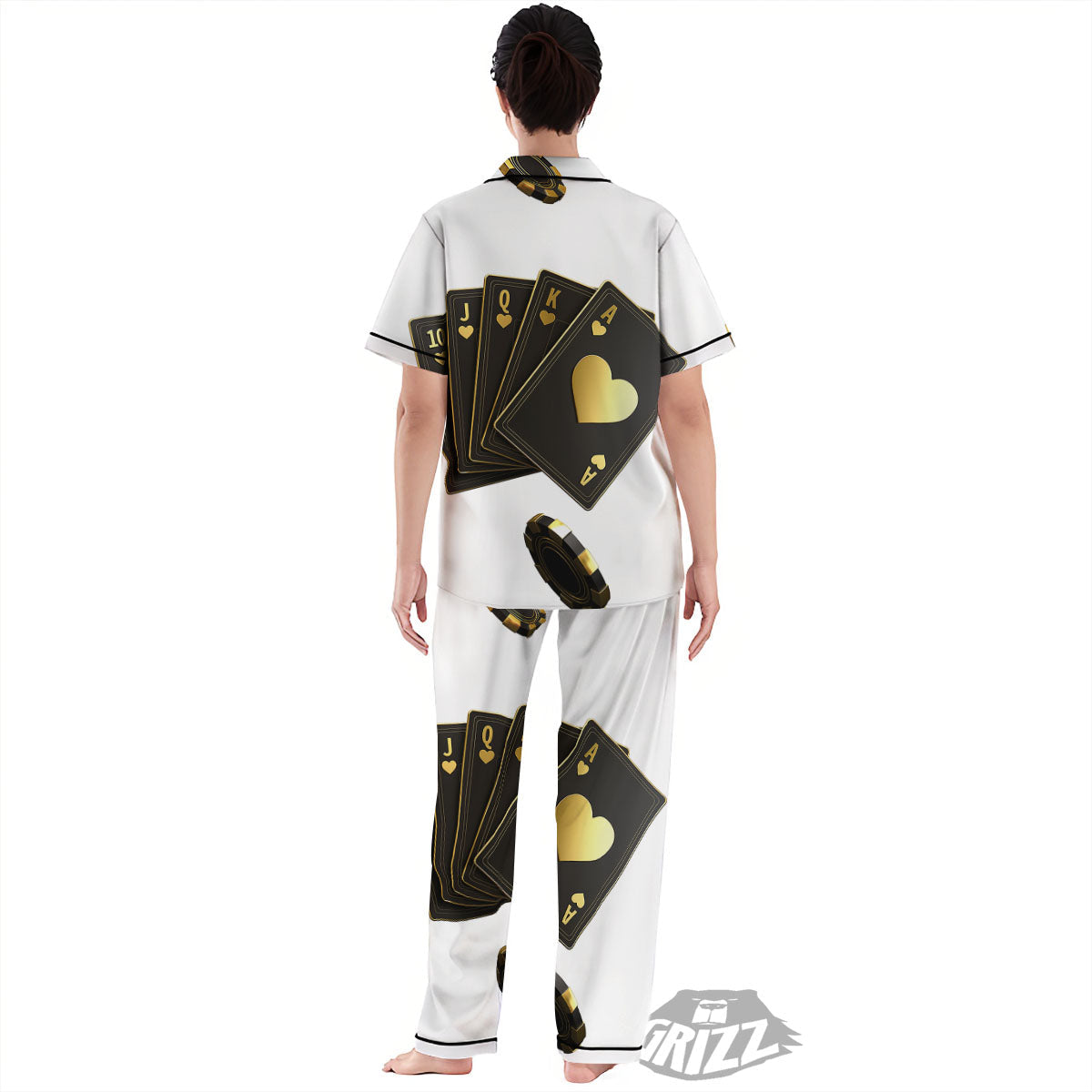 Poker Cards Print Women's Pajamas Set-grizzshop