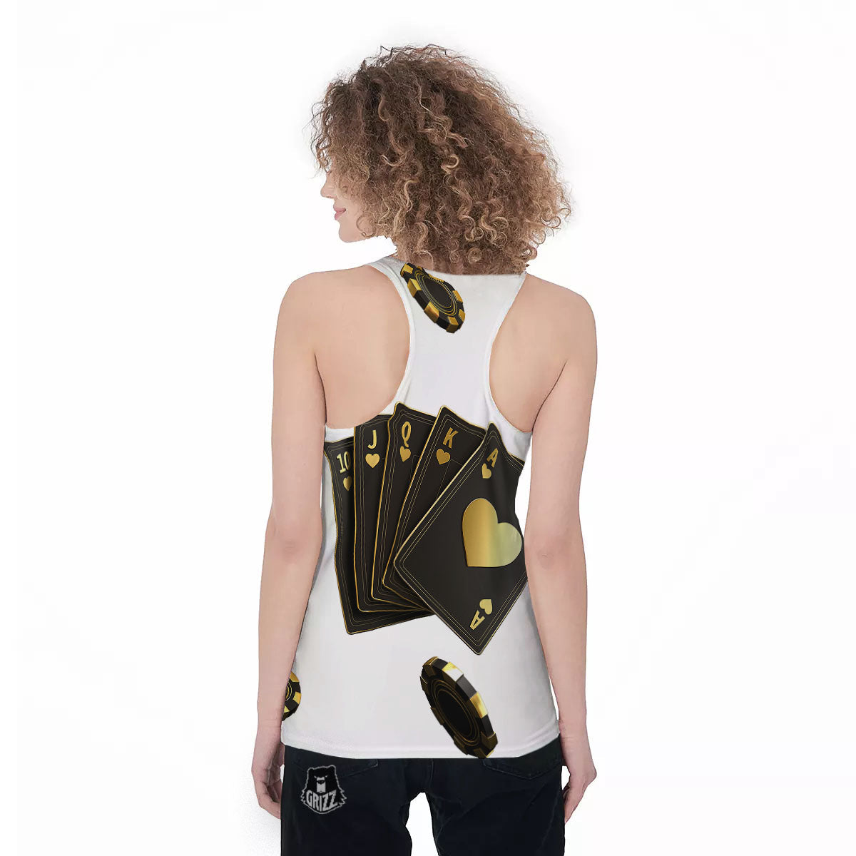 Poker Cards Print Women's Racerback Tank Top-grizzshop