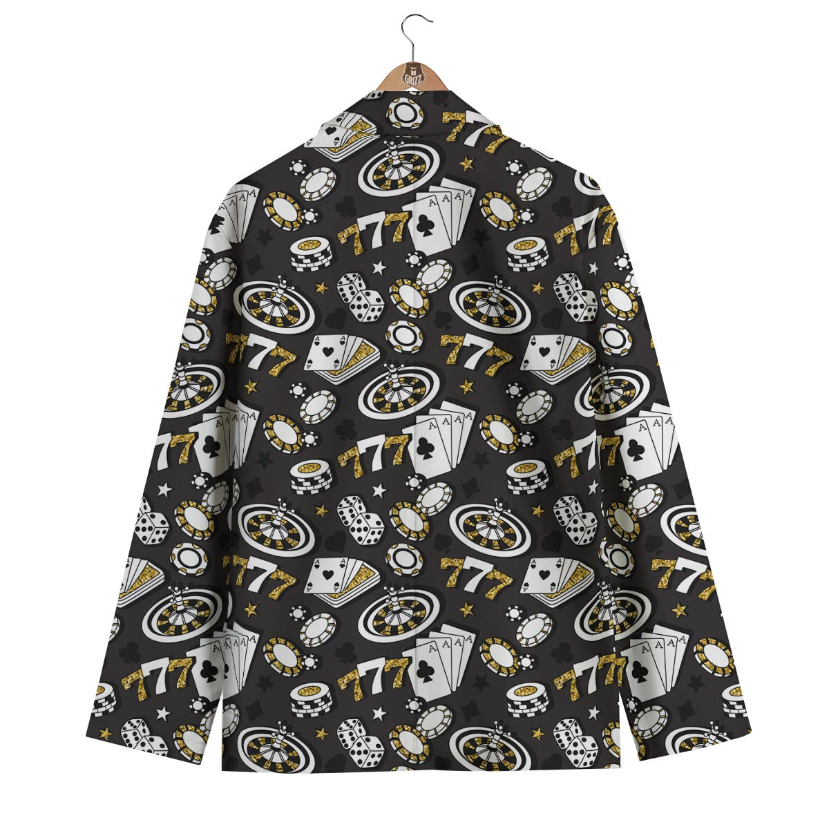 Poker Casino Black Print Pattern Men's Blazer-grizzshop