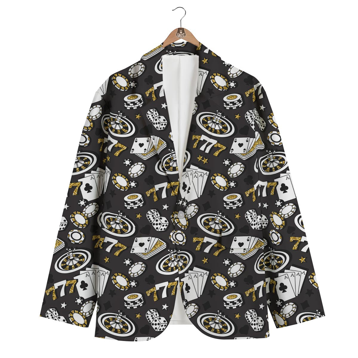 Poker Casino Black Print Pattern Men's Blazer-grizzshop