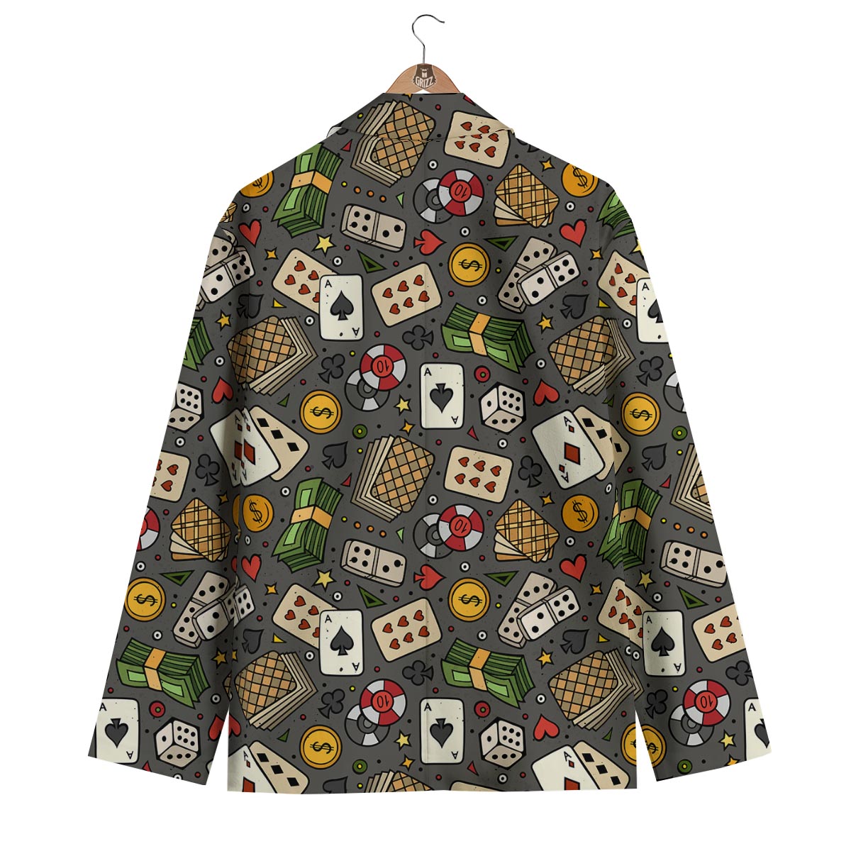 Poker Casino Pattern Print Men's Blazer-grizzshop