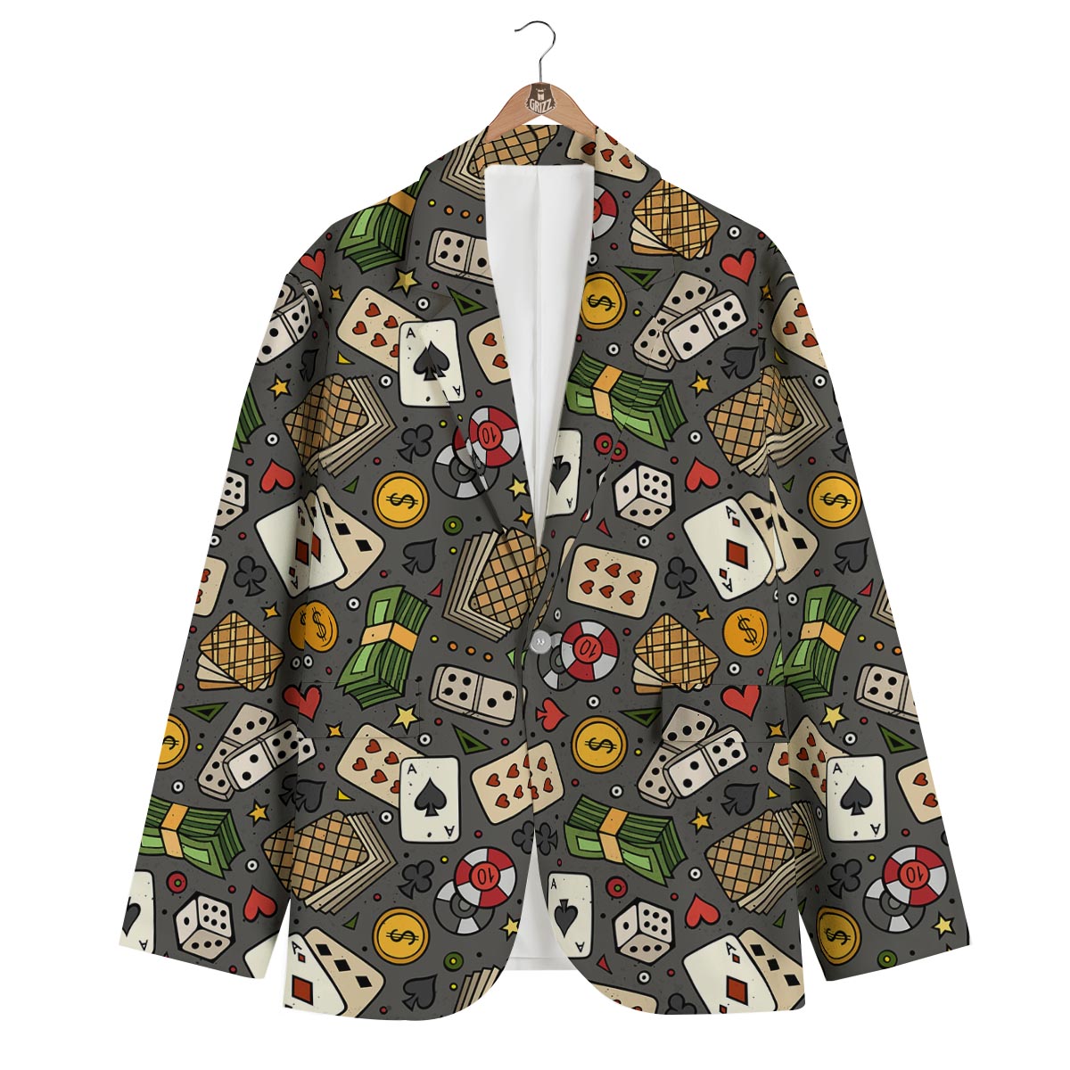 Poker Casino Pattern Print Men's Blazer-grizzshop