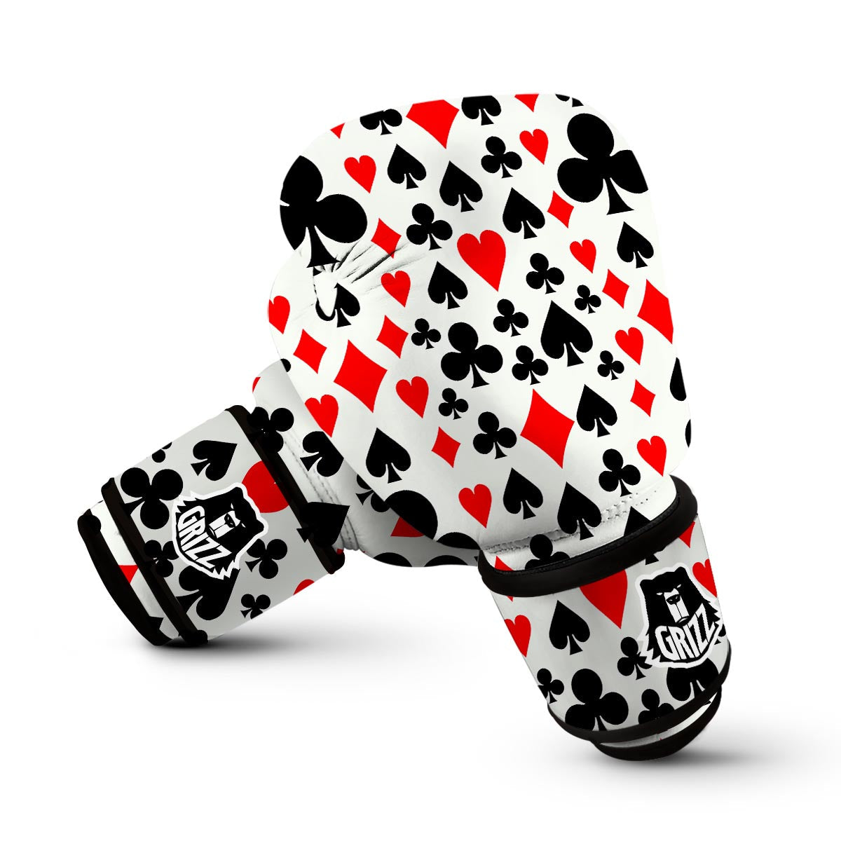 Poker Casino Playing Card Pattern Print Boxing Gloves-grizzshop