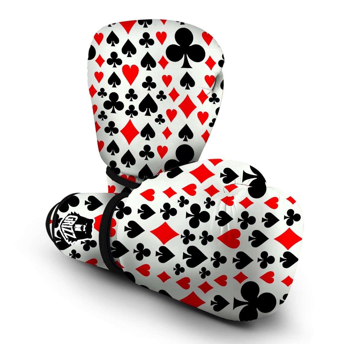 Poker Casino Playing Card Pattern Print Boxing Gloves-grizzshop