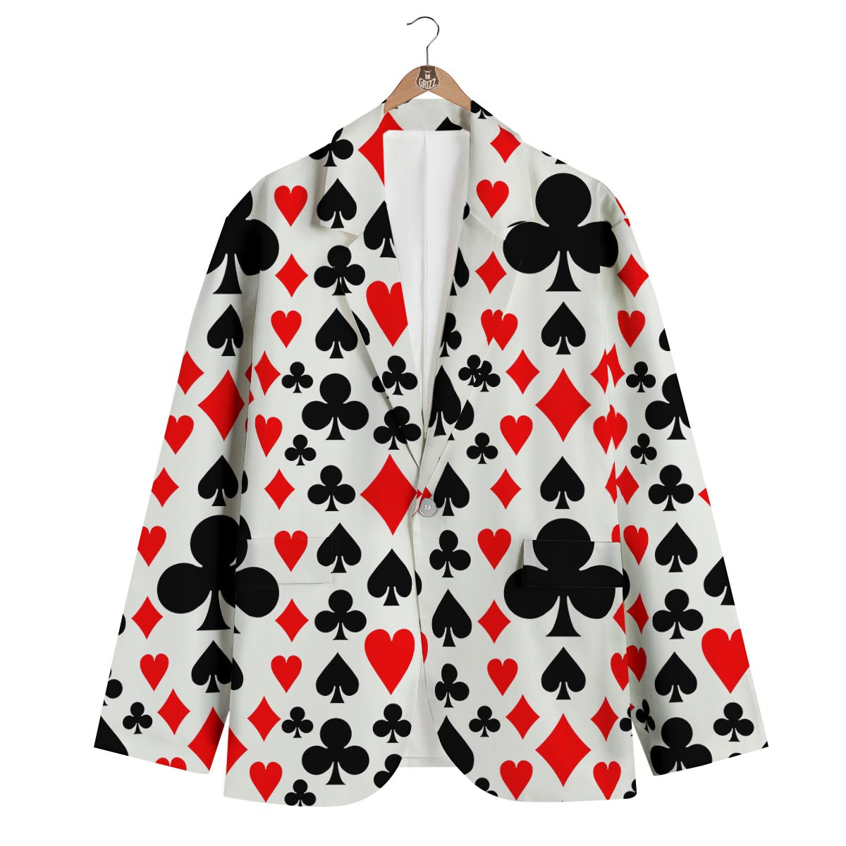 Poker Casino Playing Card Pattern Print Men's Blazer-grizzshop