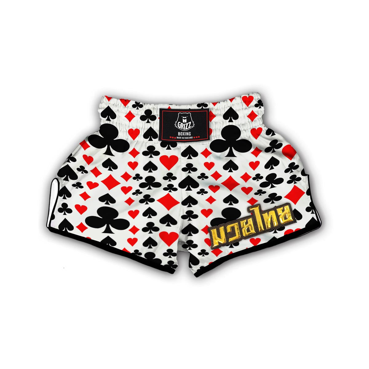 Poker Casino Playing Card Pattern Print Muay Thai Boxing Shorts-grizzshop