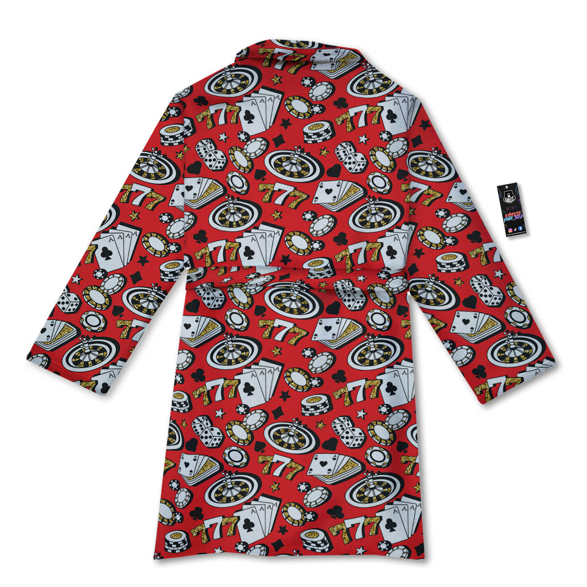 Poker Casino Print Pattern Bathrobe-grizzshop