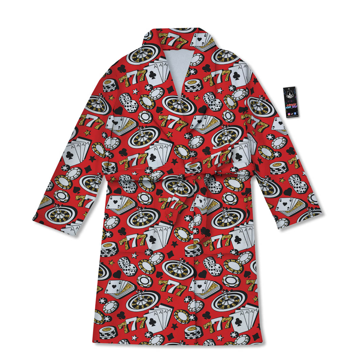 Poker Casino Print Pattern Bathrobe-grizzshop