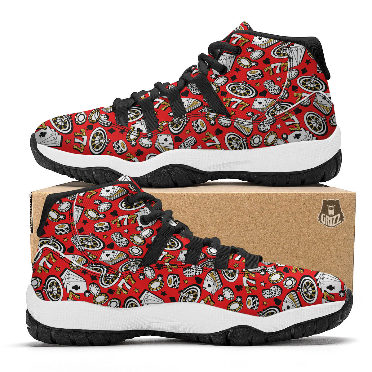 Poker Casino Print Pattern Black Bball Shoes-grizzshop