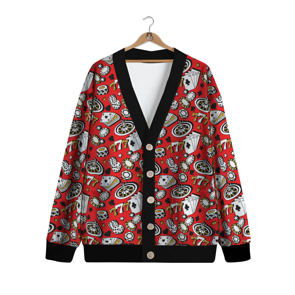 Poker Casino Print Pattern Cardigan-grizzshop
