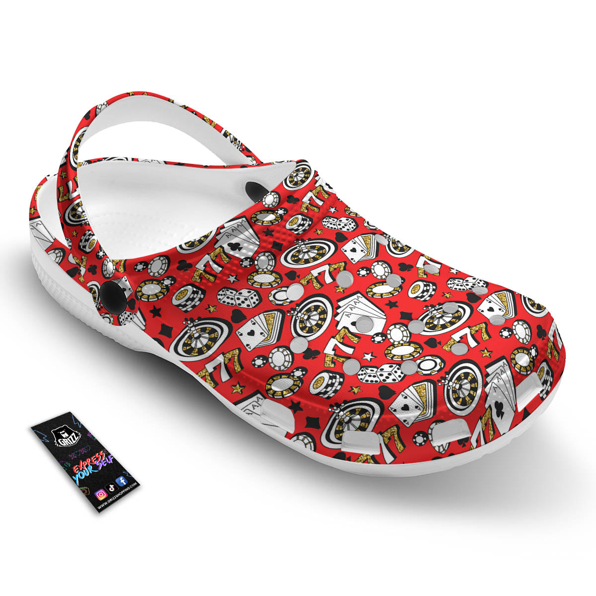Poker Casino Print Pattern Clog-grizzshop